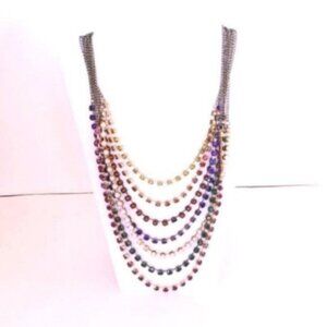 NEW Ann Taylor Loft Opera Necklace 29" Multilayer Multi Layer chains Multi Color